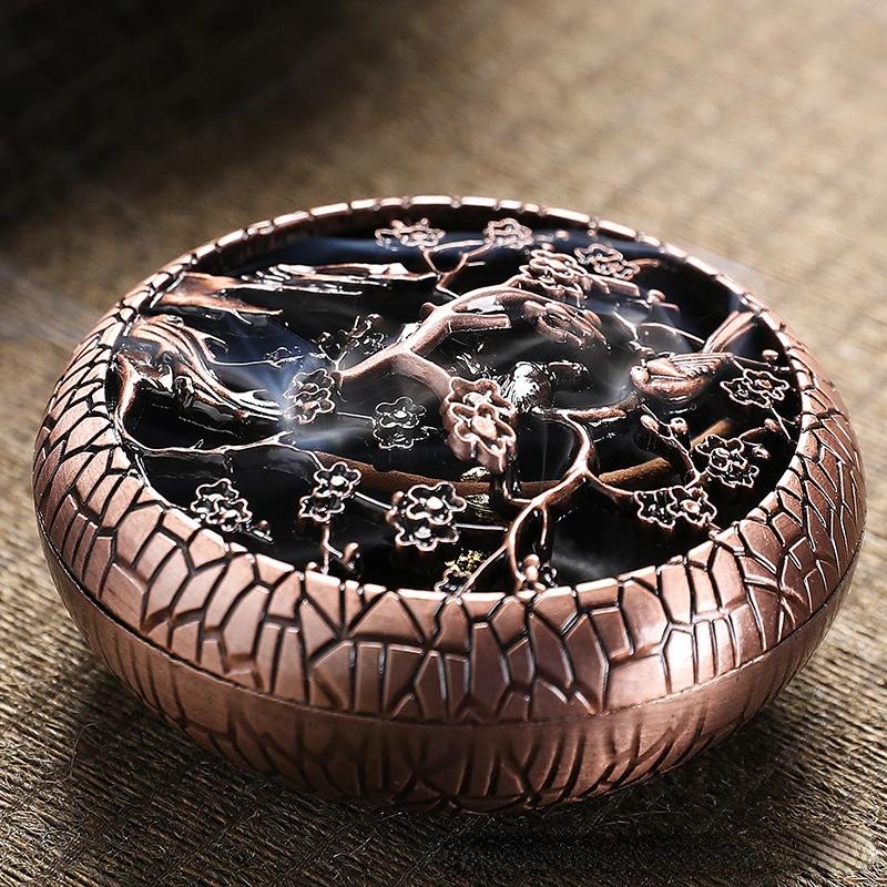 

Y Антикварная курильница с полой крышкой, держатель для спирали от комаров из бамбука и сливы, орхидеи, домашняя плита для благовоний из сандалового дерева