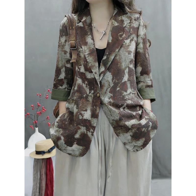 Retro 2026 Nostalgic Loose Printed Short Single-Breasted Jacket L