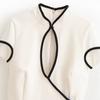 Summer Explosion Contrasting Color Trim Mini Waist and Thin French European and American Retro Gentle Style Dress