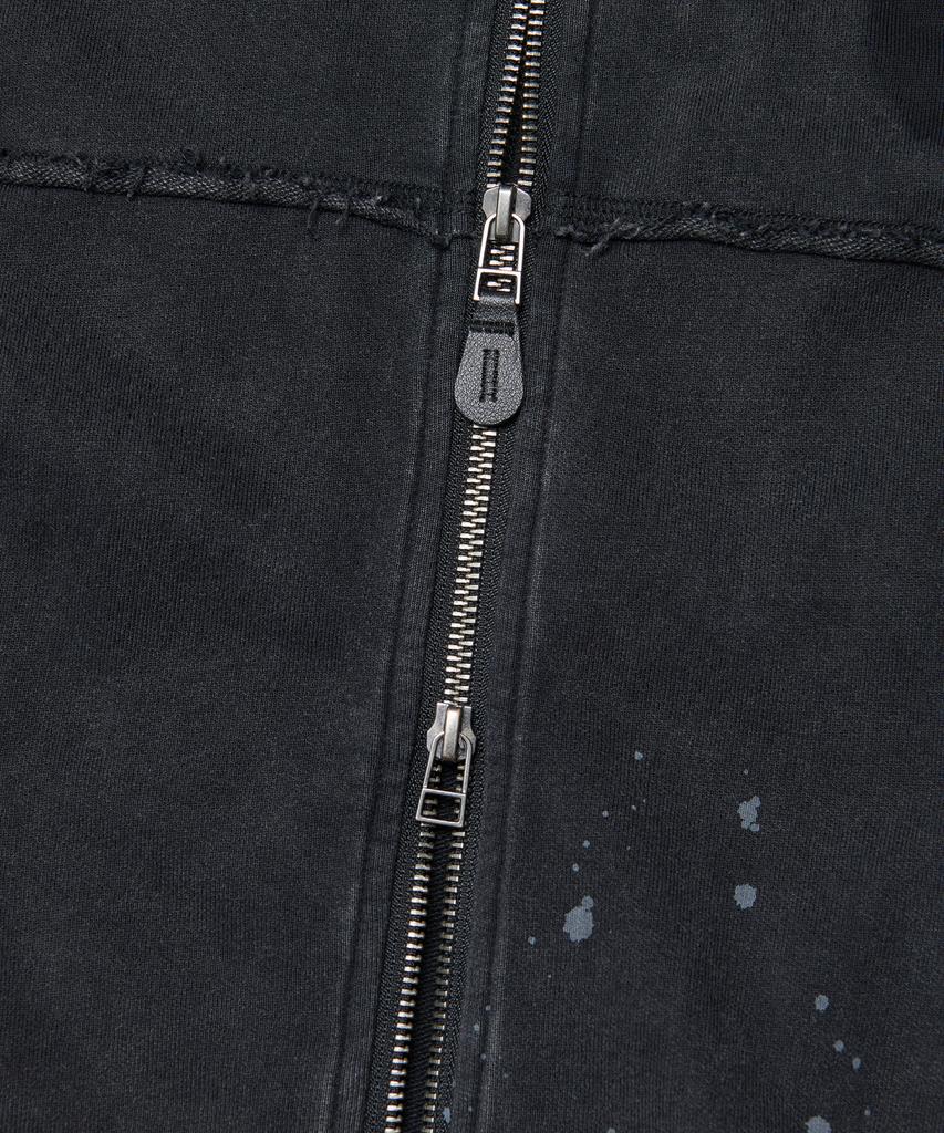Nomanual Detached Patch Hooded Zip-Up - Washed Black