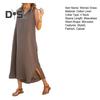 Women's Cotton Linen Maxi Dress Casual V-Neck Sleeveless Loose Tank Dress Summer Beach Long Split Sundress