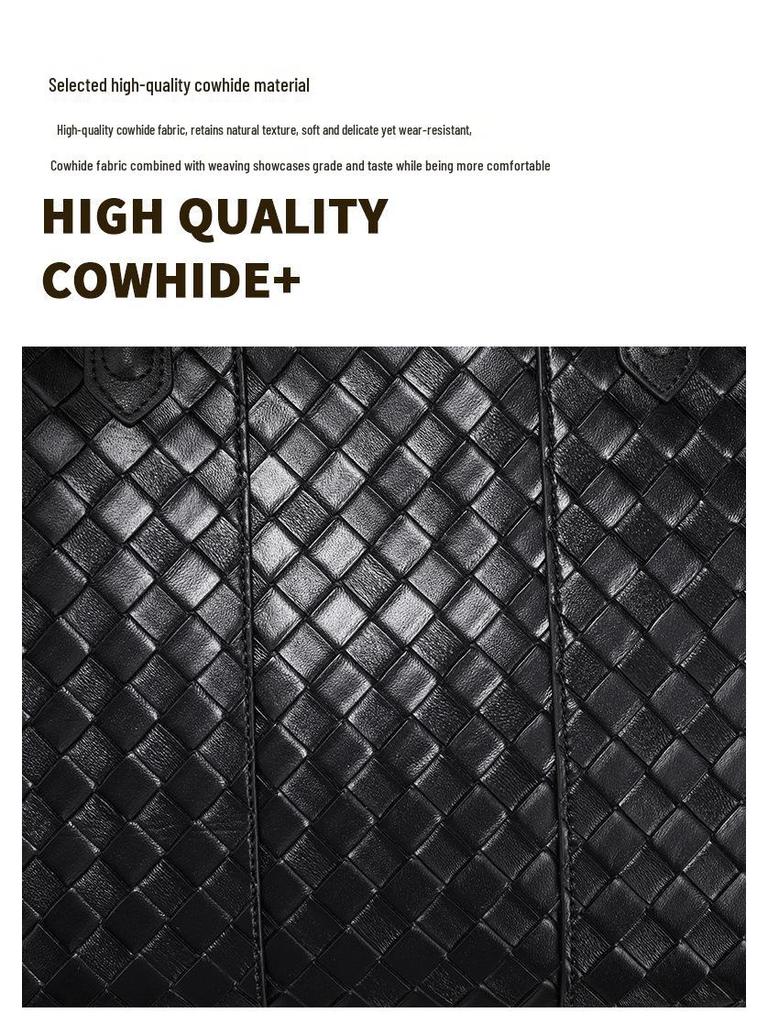 High-End Genuine Leather Women's Woven Tote Bag - Large Capacity, Versatile Cowhide Handbag
