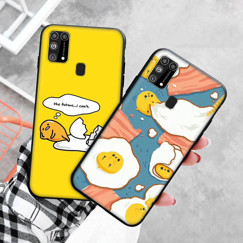 H-2 Gudetama Lady Egg Black Sofe Case for iPhone 16 15 Plus 14 13 Mini 12 11 Pro 8 6 6S SE 5 XR XS Max Realme C30 C33 C32 9I VIVO V29 V27 V23 Y36