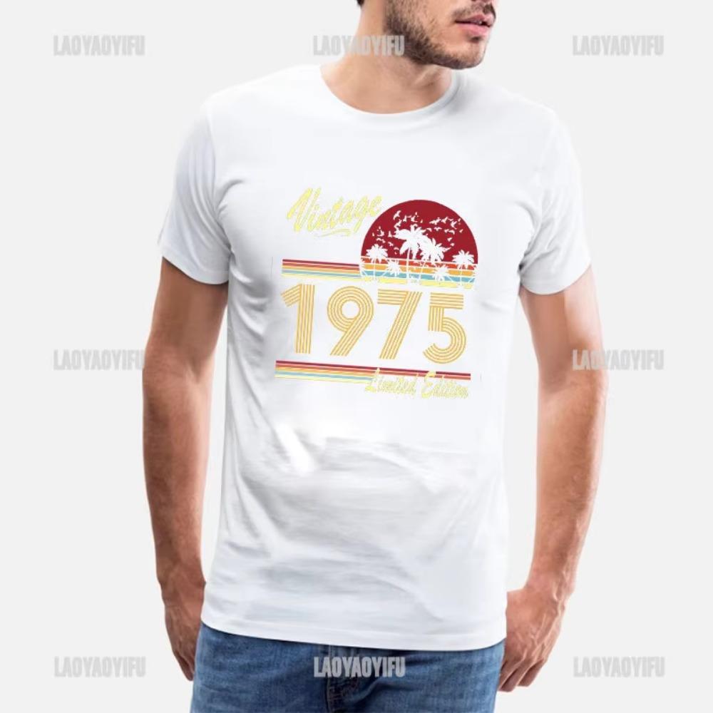 Vintage 1975 Limited Edition Men T Shirts Retro Classic Art Print Tees Short Sleeve O Neck Harajuku Streetwear Birthday Gifts