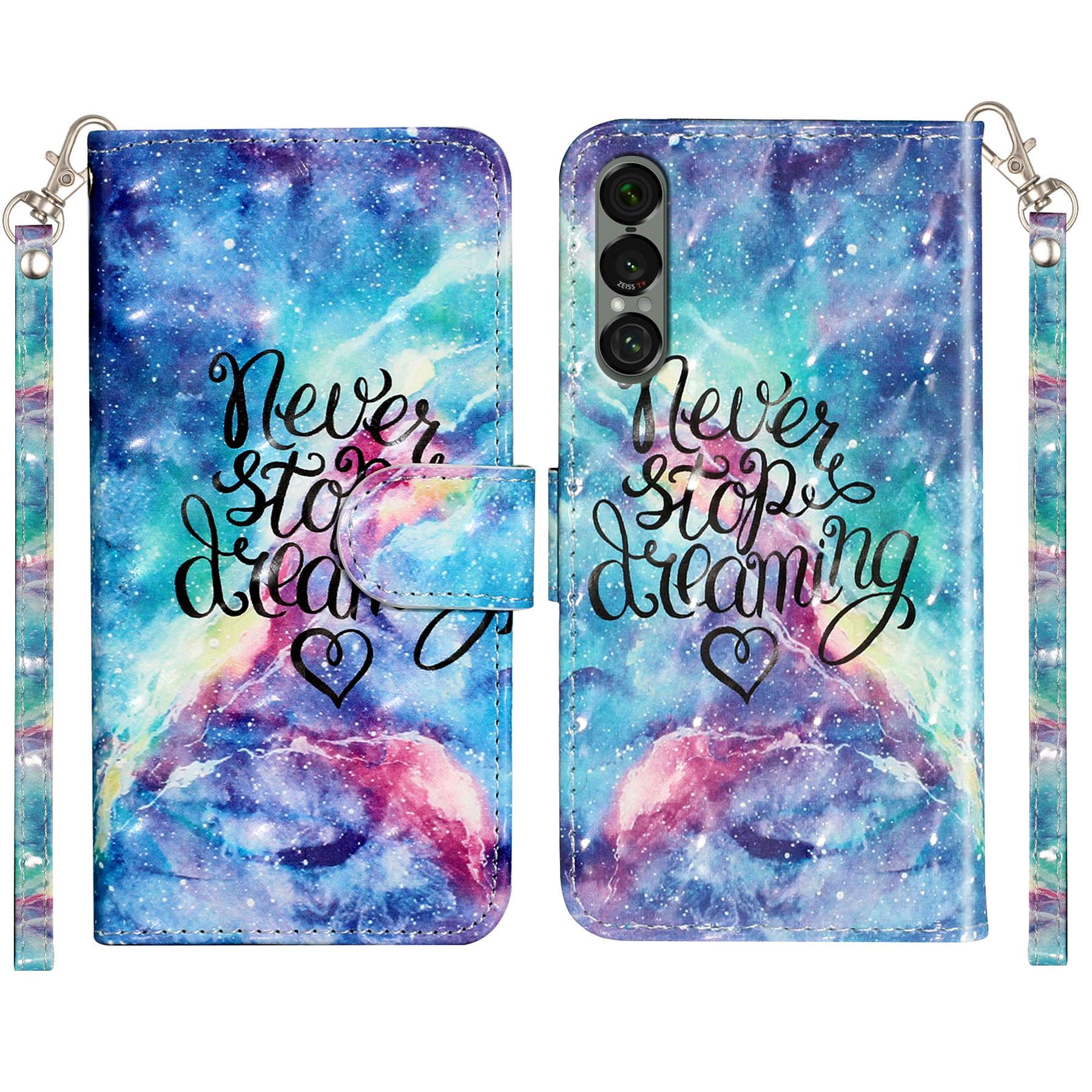 

For Sony Xperia 1 VII Wallet Case 3D Pattern Printed Leather Phone Cover with Strap Starry Sky