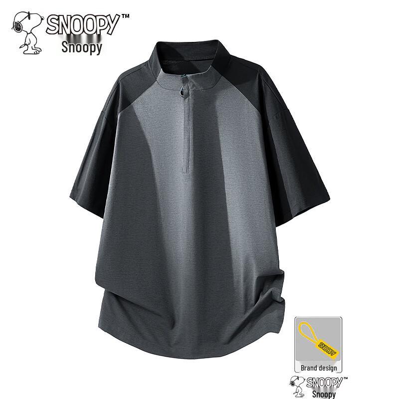 

Snoopy Men s Summer Ice Silk Quick-Dry Half-Zip T-Shirt XL