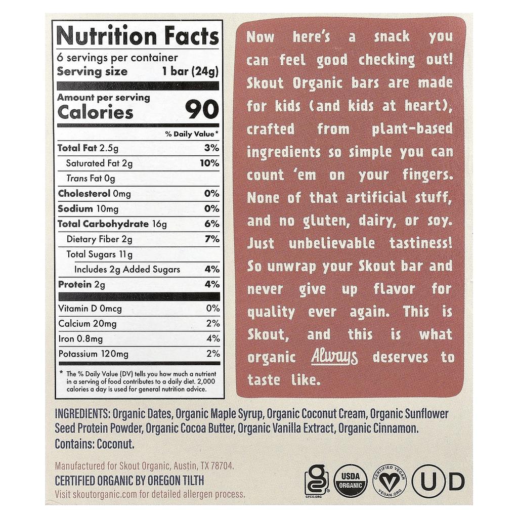 Skout Organic, Kids' Snack Bars, French Toast, 6 Bars, 24g (0.85oz) Each
