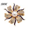 Rhinestone Flower Brooch Oil Dripping Brooch, Faux Pearl Lapel Pin, Everyday Wear Sweater Cardigan Coat Clothing Accessories, Jewelry Gift for