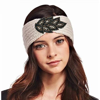 Ženy Zimní čelenka Rinestone Teplejší Ucho Pletené Vlněné Pásky Hlavy Turban Zavinovačka Dívčí Korálky Čelenka Čelenka Vlasové doplňky