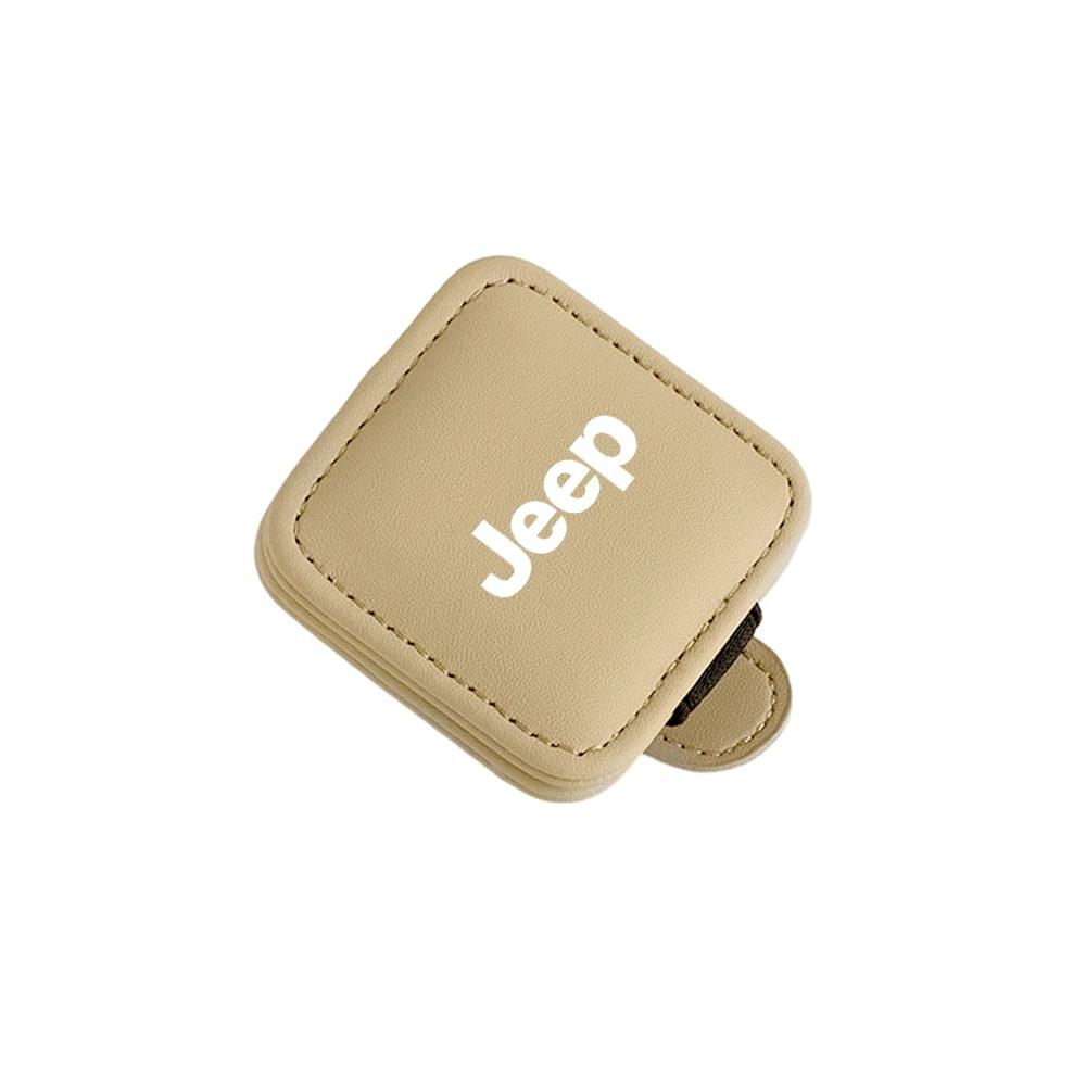 Multifunctional Magnetic Car Glasses Clip PU Leather Sun Visor Holder for Jeep Wrangler Grand Cherokee Compass Auto Accessories