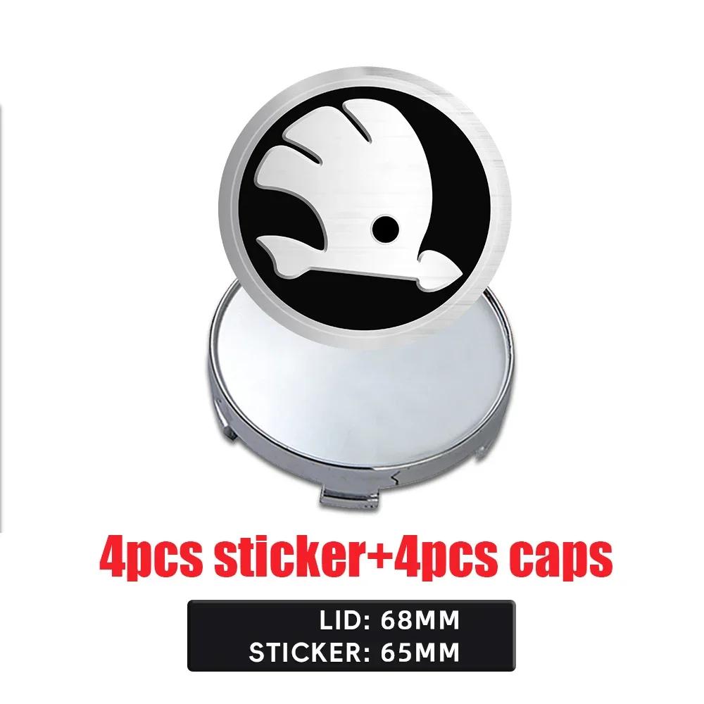 Car Sticker 2025 Hot 4Pcs 56/60/65/68MM Wheel Center Hub Caps Sticker Tire Rim Cover For Skoda Octavia A5 3 2 VRS Vision Kodiaq