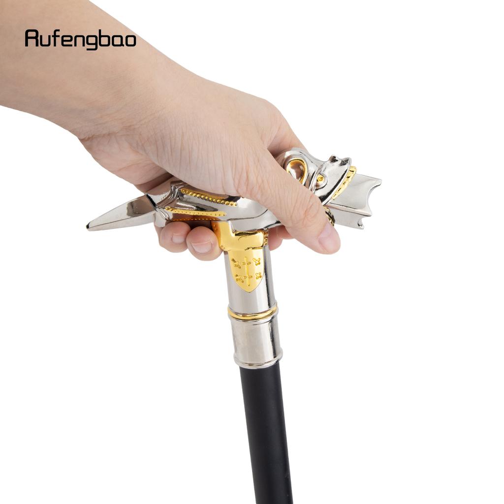 Golden White Lizard Chameleon Tongue Cane Fashion Decorative Walking Stick Gentleman Elegant Cosplay Cane Knob Crosier 93cm