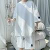 Men's Korean Summer Suit Korean Casual T-shirt + Shorts Suit Men's Tracksuit Solid Color Tracksuit Loose Suit Plus Size