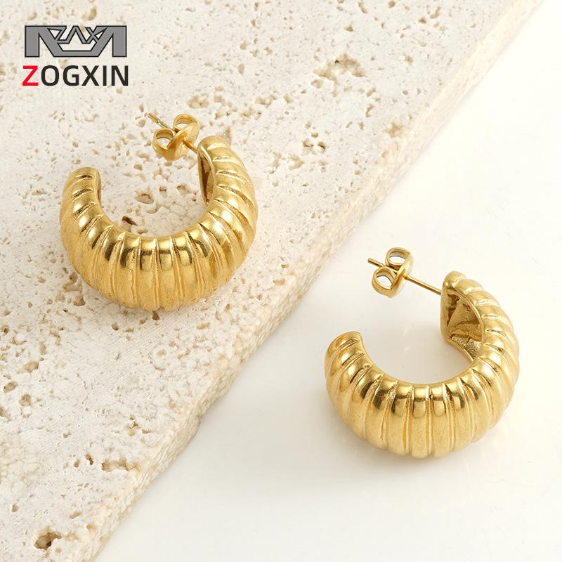 

18k Gold Stainless Steel Geometric U-Shaped Earrings for Women золотой