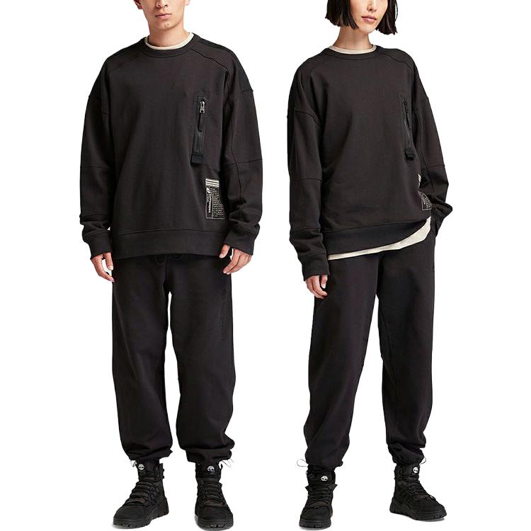 Timberland Solid Color Elastic Waist Cuffed Sweatpants Unisex Bottoms Black A618S-001