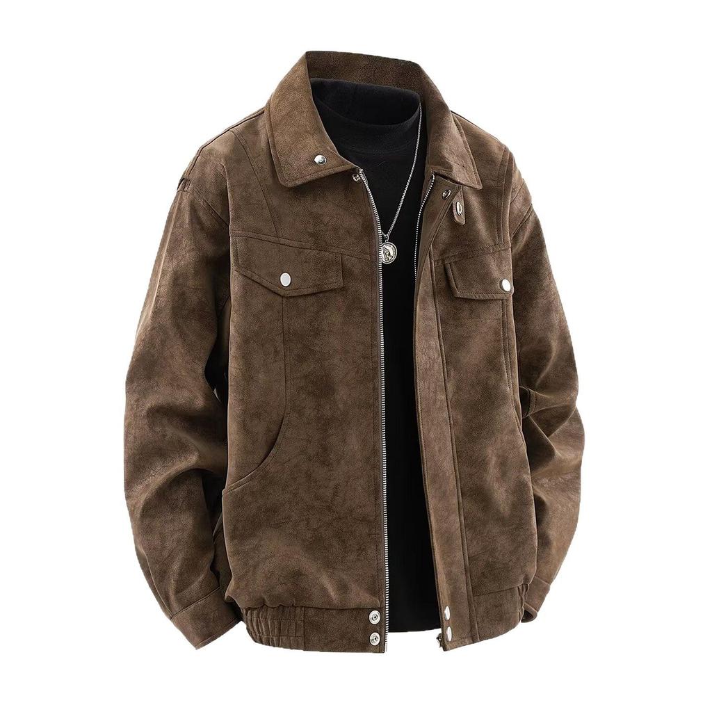 Men's Trendy American Retro Leather Jacket for Autumn/Winter