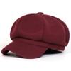 Solid color woolen octagonal hat children's autumn and winter new Bere duck tongue casual fashion green painter British hat
