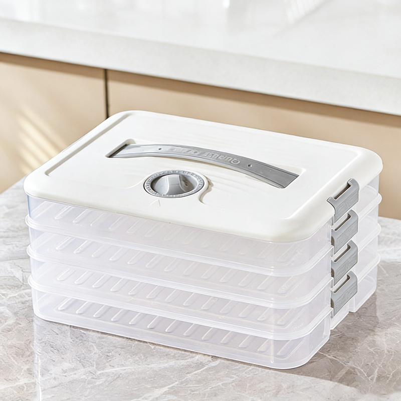 Home Multi-Layer Dumpling Box, Frozen Dumpling Special Kitchen Refrigerator Storage Box, Fresh-Keeping Box With Timer Function