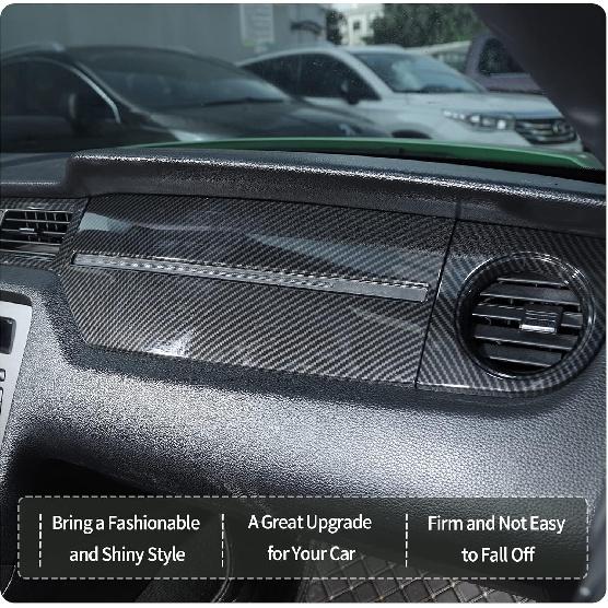 RT-TCZ Carbon Fiber Center Console Dashboard Panel Trim Cover Kit Meter Frame Decoration Interior Accessories for Ford Mustang 2010-2014