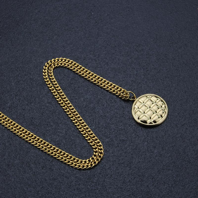 New Design Fashion Jewelry Gold Plated Stainless Steel Print Pattern Collection Pendant Necklace Party Gift