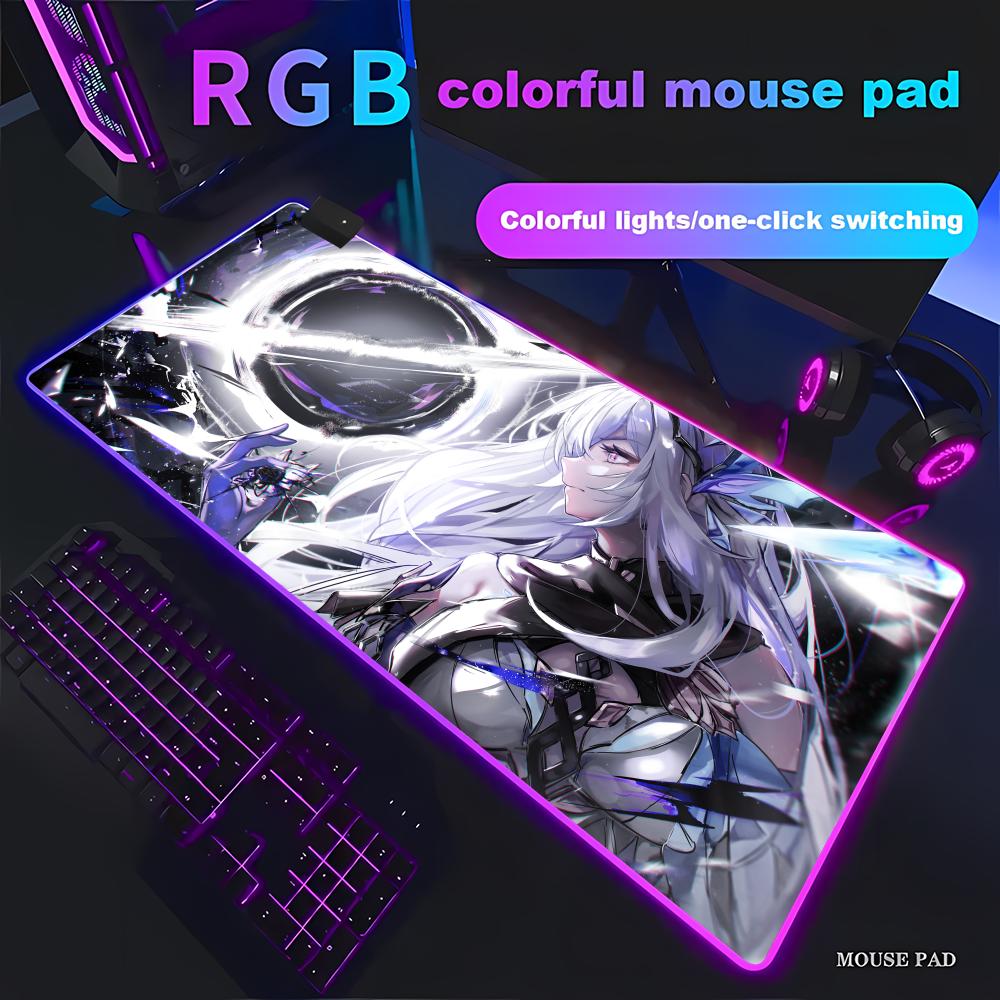 

Genshin Skirk Mouse Pad Animation Games Beautiful RGB Gaming Mouse Pad HD Gamer Large LED Light PC Computer pad Non-slip Decor RGB600x300x3mm