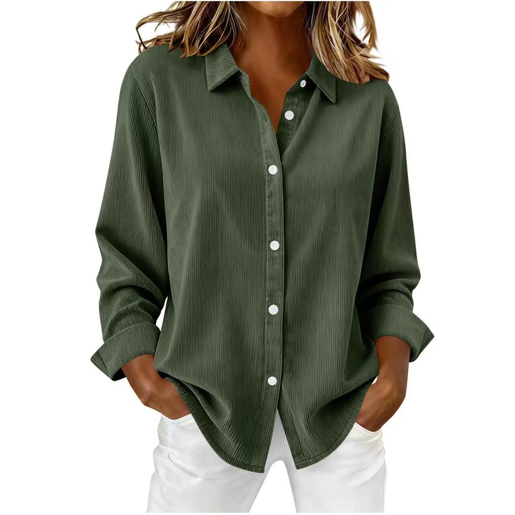 Giacca Camicia da Donna in Velluto a Coste Stile Europeo/Americano Autunno/Inverno Larga 2025