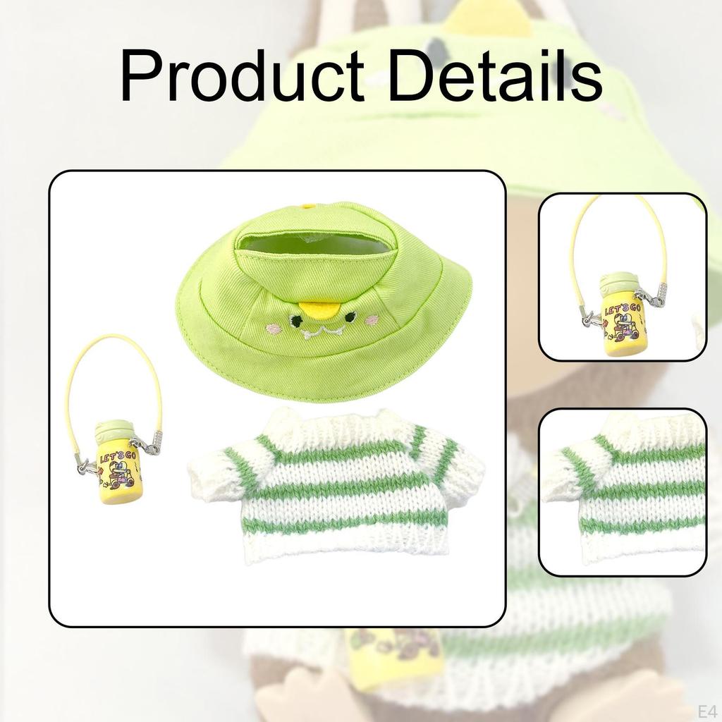 Doll Apparel Mini Knit Striped Sweater Gift Soft Accessory with Water Bottle