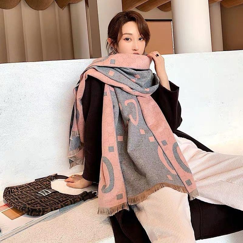 New European and American Style Autumn and Winter Versatile Warm Autumn and Winter Scarf for Women High End Imitation Cashmere Letter Shawl