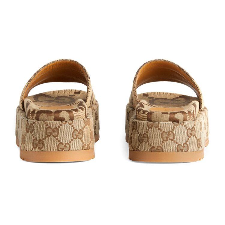 Gucci Wmns Gg Lame Platform Slide Sandal 'Camel Monogram' Women's 623212 UKO00 2580