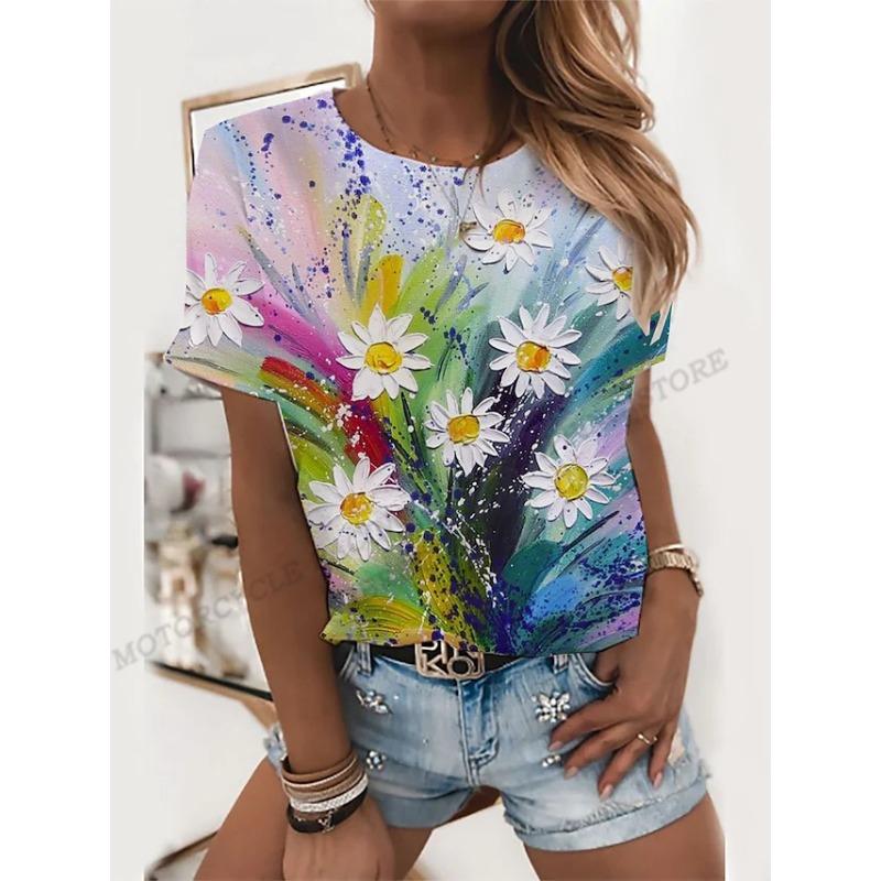 Dandelion 3d Print T-shirt Women Fashion T-shirts Floral T Shirt Harajuku Short Sleeve Tops Tees Fitness Breathable Girls Tshirt