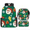 Christmas Backpack, 3D Digital Printed Backpack, Shoulder Bag, Pencil Case, Three-Piece Set