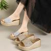 Fashion Luxury Sequins Band Open Toe Slippers Women Fashion Wedge Thick Platform Sandals Woman Plus Size Daily High Heel Slides Mujer