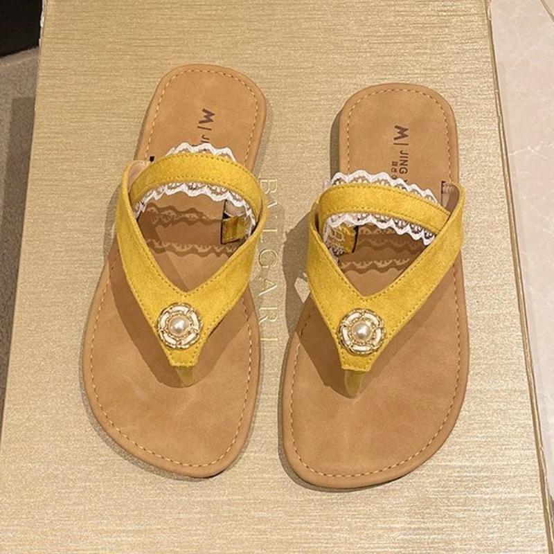 Fashion Women Flip Flops Flats Slippers Fashion Clip Toe Shoes Summer Sandals 2025 Casual Trend Beach Woman Slides Mujer De Zapatillas