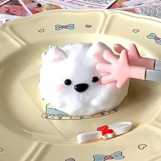 Dog Cat Dessert Squeeze Toy Stress Relief Pet Animal Shape Dessert Sensory Fidget Toy Slow Rising Hand Relaxation Decompression Stress Ball