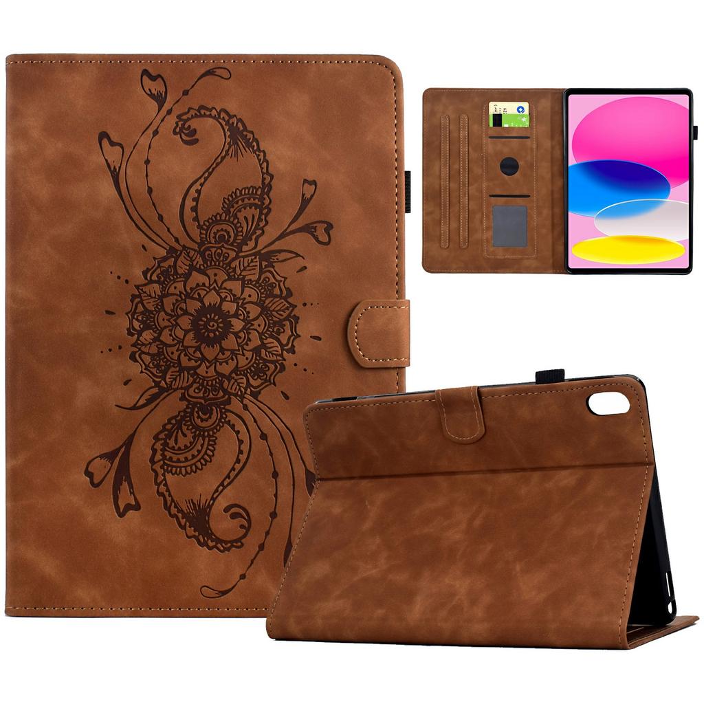 For iPad (2025)/10.9 (2022) Case Mandala Imprinted Leather Tablet Cover with Card Slots
