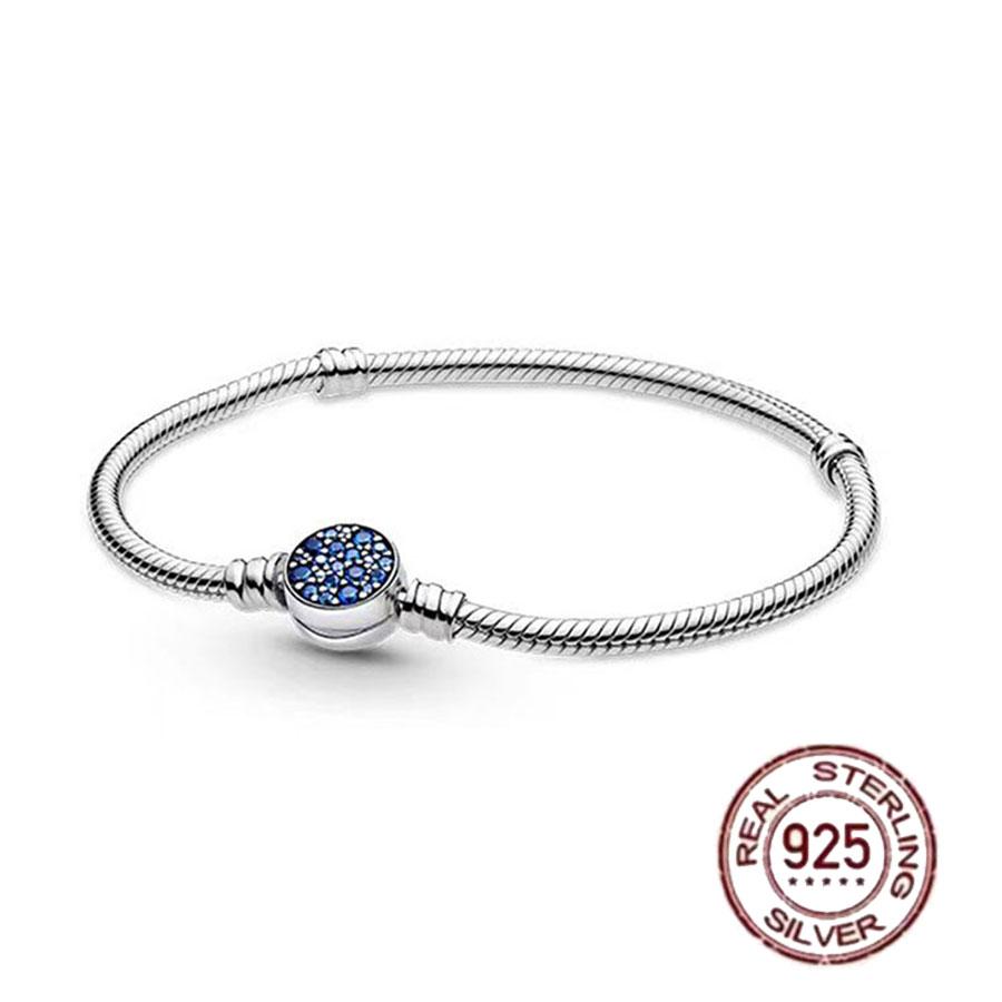 1/100 S925 Silver Heart Crown Snake Bone Bracelet Women Fashion Jewelry Original DIY Bracelet Gift for Her