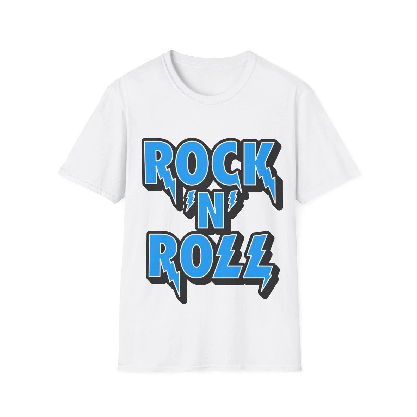 Rock n Roll Logo T-Shirt, Rock Music Fan Tee, Custom Type Design 2XL
