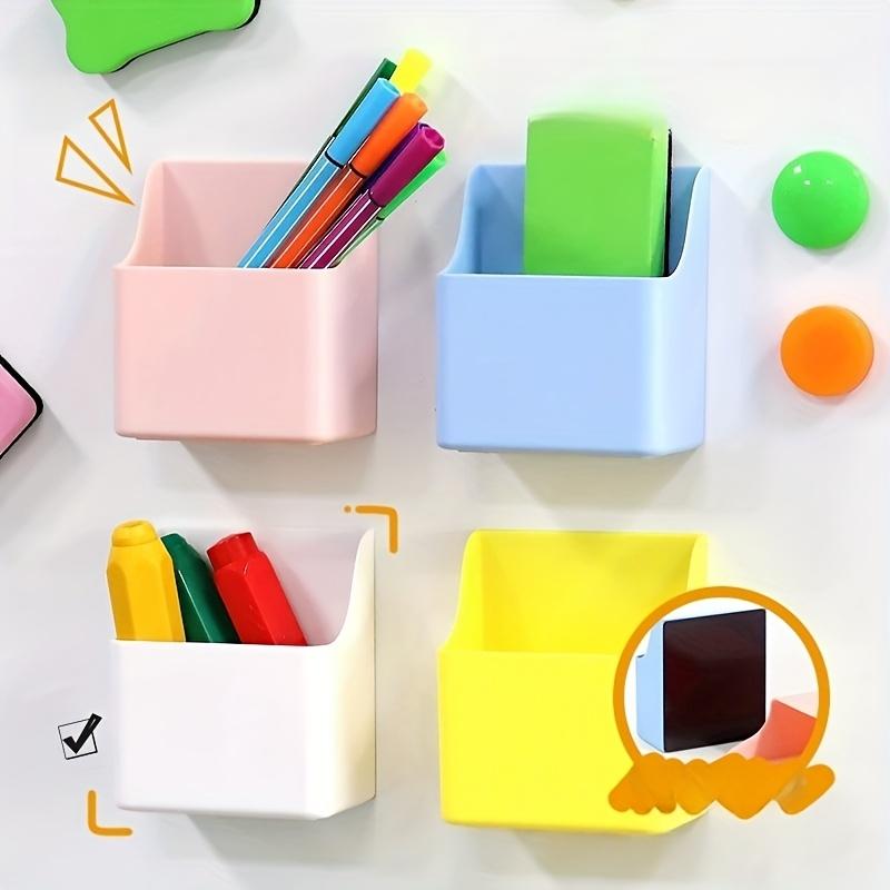 4pcs Plastic Magnetic Marker Storage Boxes Strong Magnet Pen Holder for Dry Erase Board Refrigerator Locker Desk Accessories