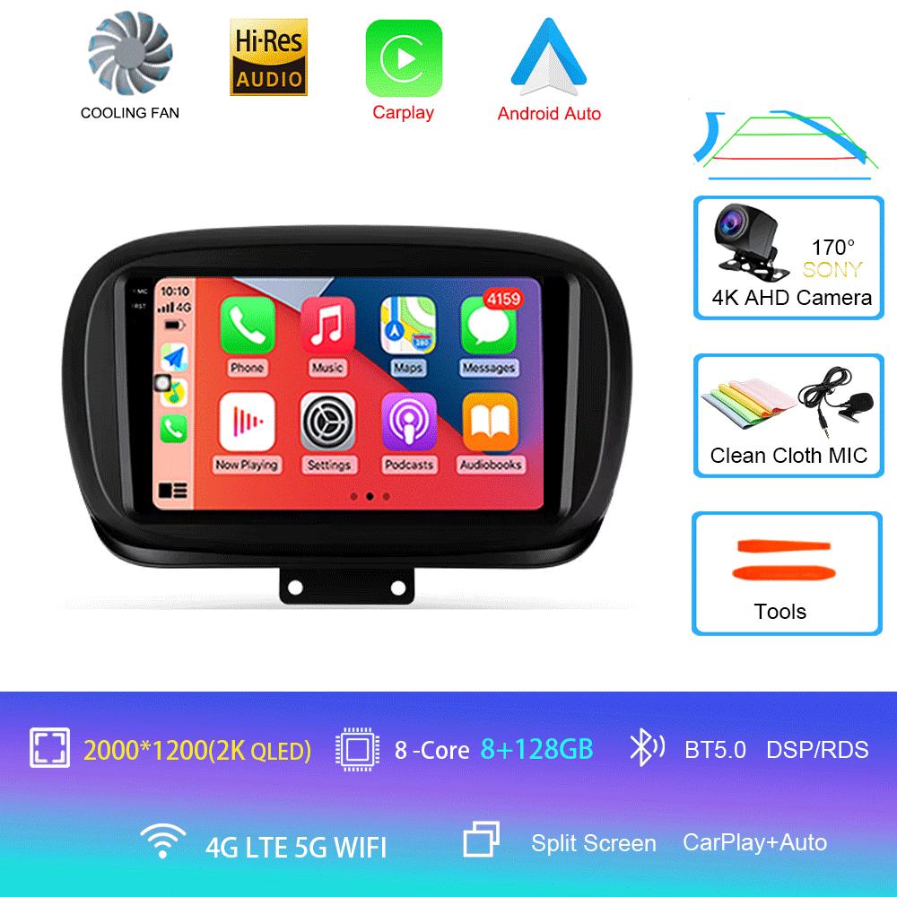Car Radio Android 14 Carplay Auto for Fiat 500X 2014-2020 Multimedia Video Player Navigation GPS Stereo WIFI+4G 2 Din 2din DVD