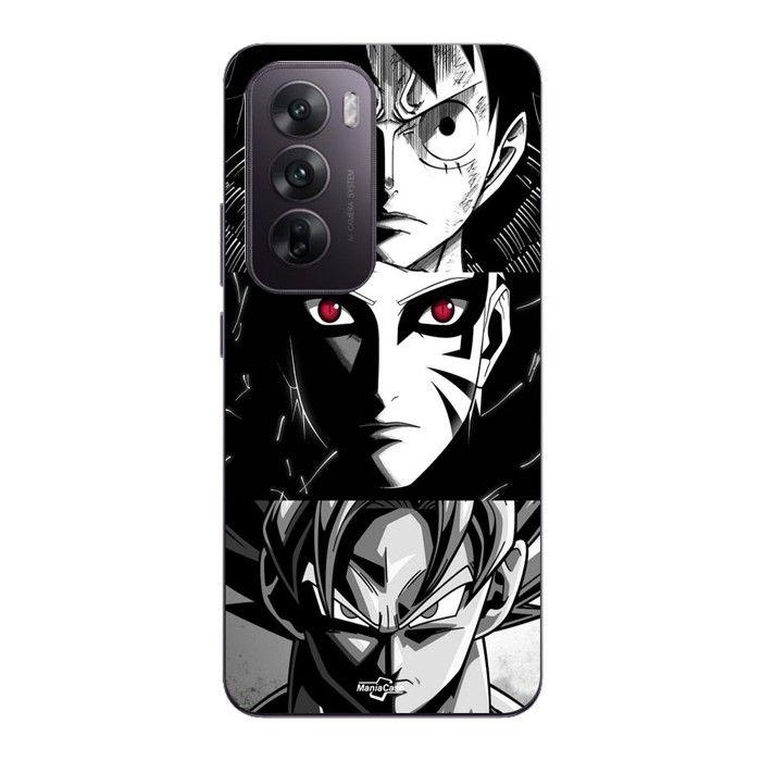 Case For Oppo Reno 12 5g Sangoku Naruto Luffy One Piece Dragon Ball Z Black and White Background Maniacase