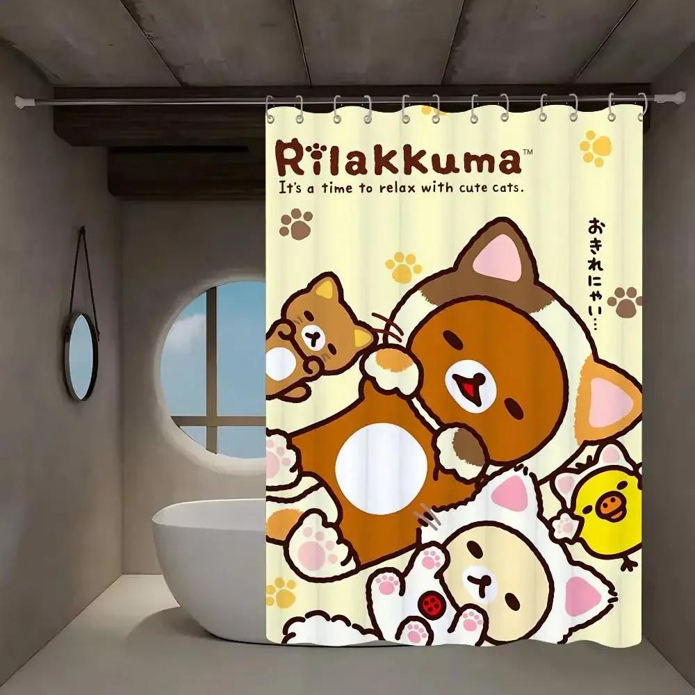 Classics R-Rilakkuma-A 1Pc Shower Curtain Polyester Waterproof Shower Curtain Bathroom Partition Curtain Decoration Accessorie