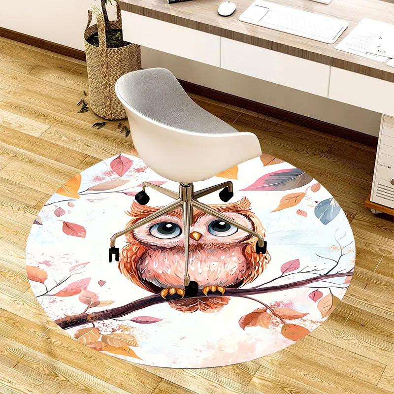 1pc Office Carpet Chair Mats Autumn Leaves Owl Branch Perfect for Decorating Office Chairs, Living Rooms, Or Bedrooms