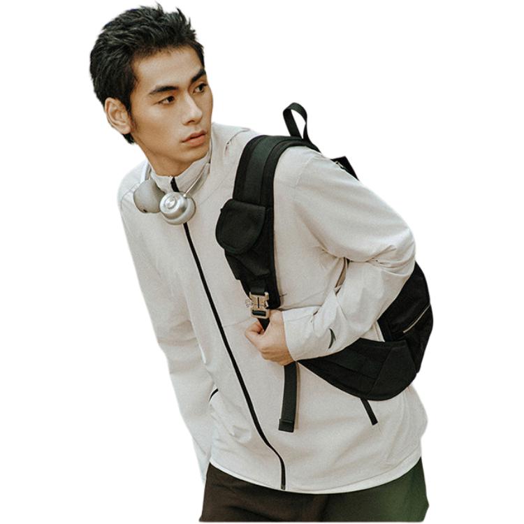 Anta Vielseitige Buchstaben-Reißverschluss-Kapuzenjacke Herren Oberbekleidung Wolken-Grau 152527710-1