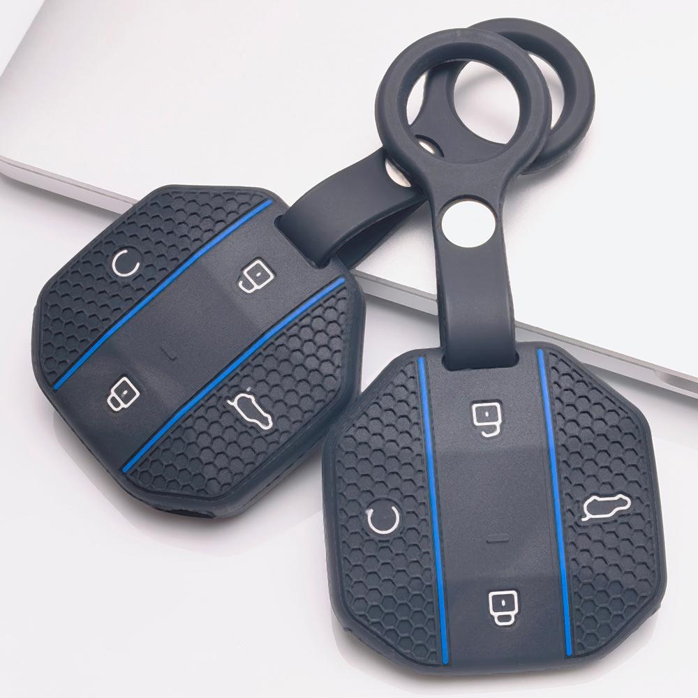 Anti Slip Car Key Protector for Chery JETOUR Freedom Traveler Tiggo 7 Pro Arrizo 8 with Keychain Honeycomb Texture Racing Stripe Remote Key Protector
