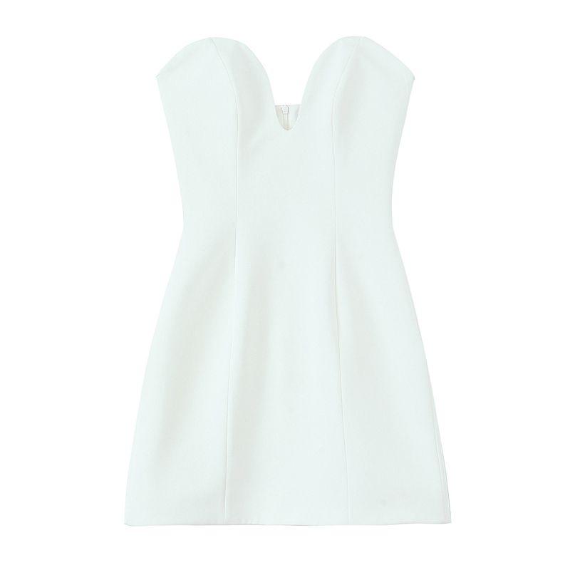 

Kaslead New Arrival Women s Clothing Fashion Style Fashion Shoulder-Baring Heart-Shaped Low Collar Short Dress 2677888 250 White XS