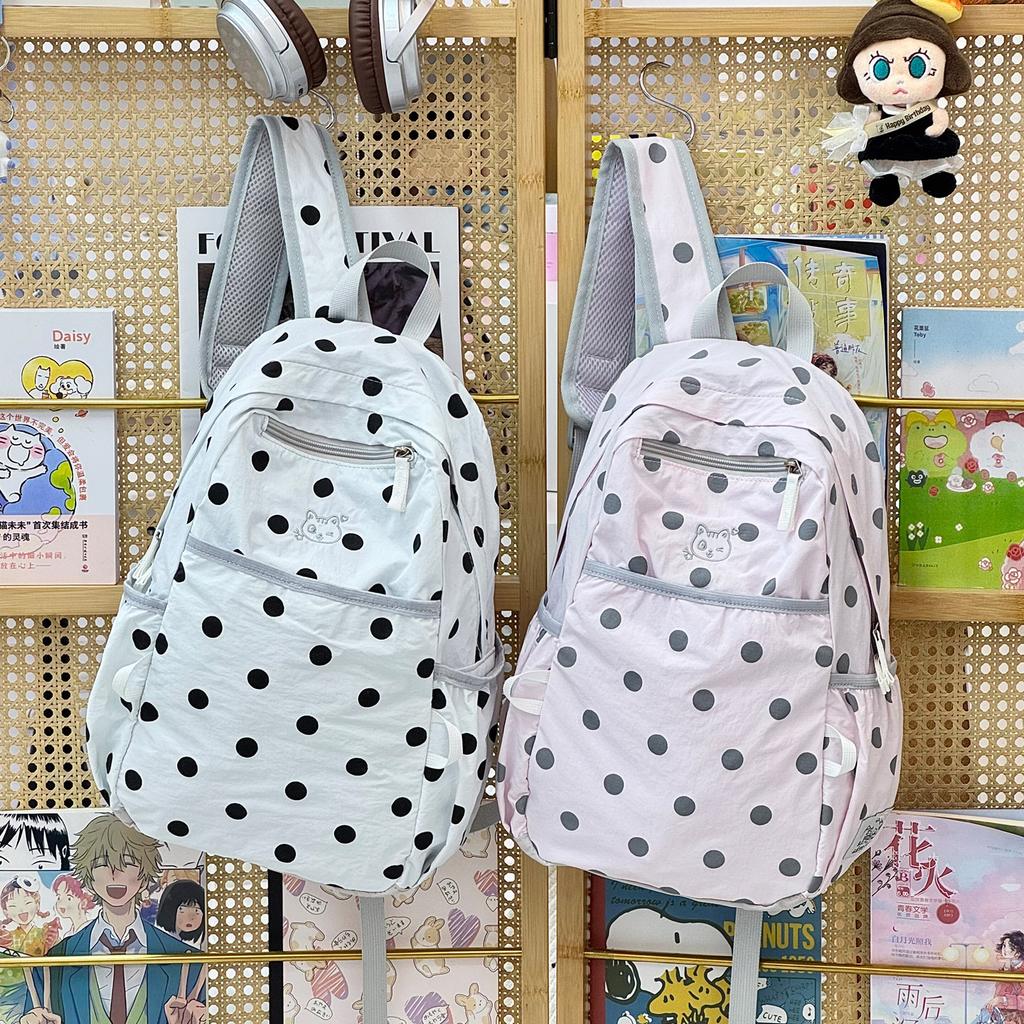 Schoolbag Polka Dot Cute Backpack Outdoor Ultra Light School Bag Travel Backpack Korean Sweet Backpack Student School Bag