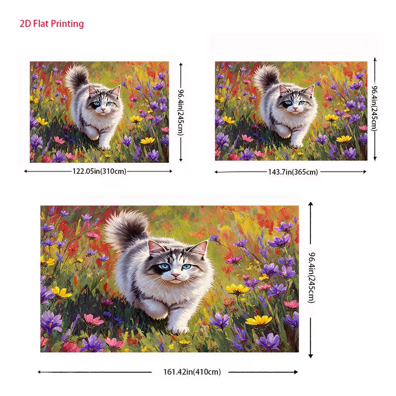 Cute Kitten in Colorful Flowers Backdrop Oil Painting Garden Background for Photoshoot