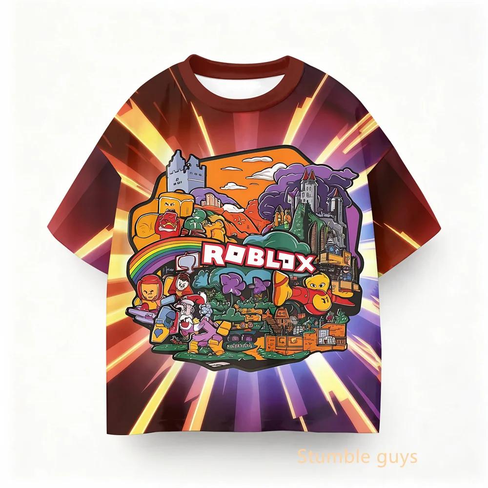 Roblox Kids Summer Game Casual Tee Boys Clothes Girls Anime Tops