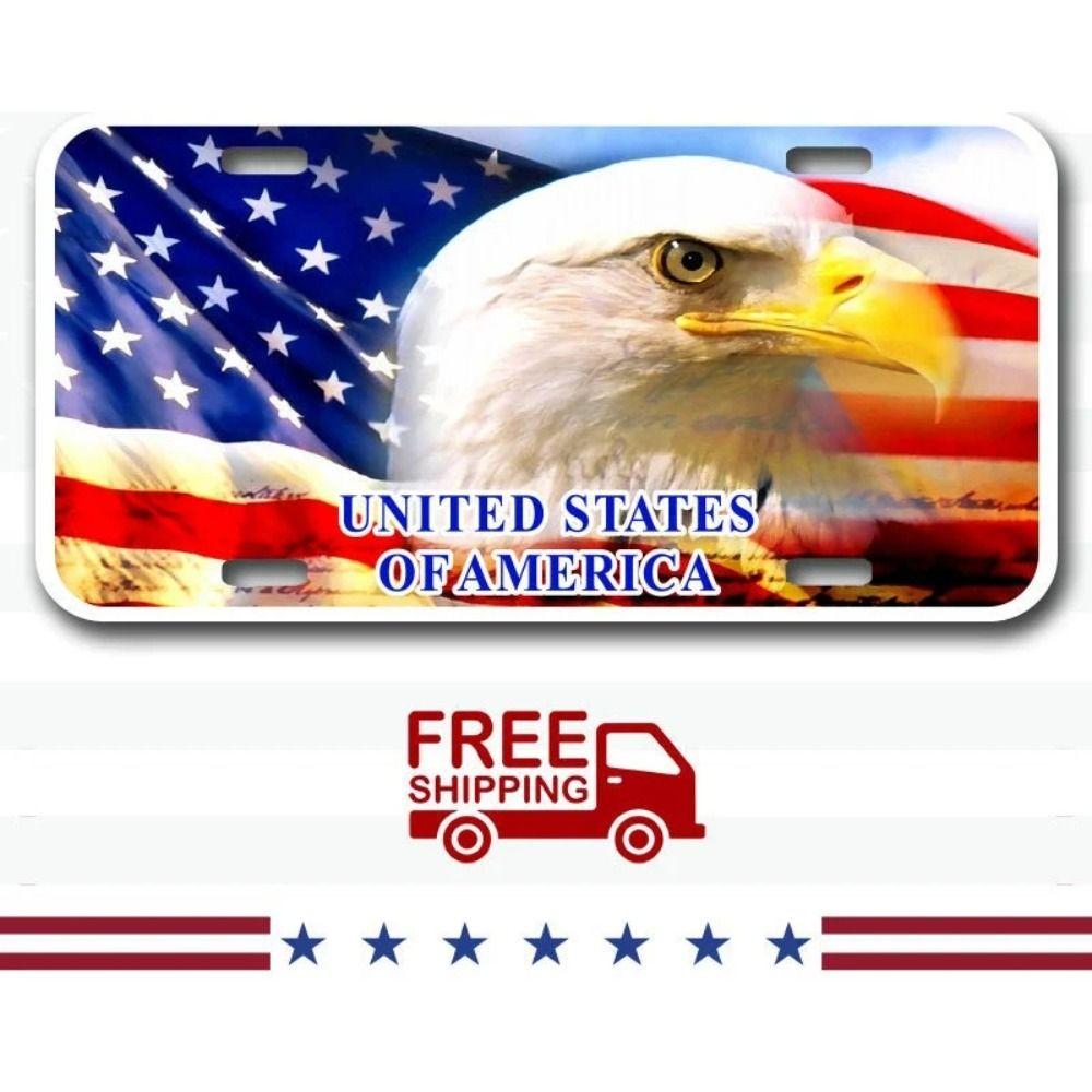 US Flag with Eagle Metal Sign 30x15 cm Patriotic Wall Decor