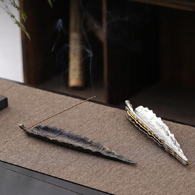 Leaf Shaped Zinc Alloy Incense Holder Burner for Relaxation Metal Desktop Decor Incense Stick Holder Elegant Aromatherapy